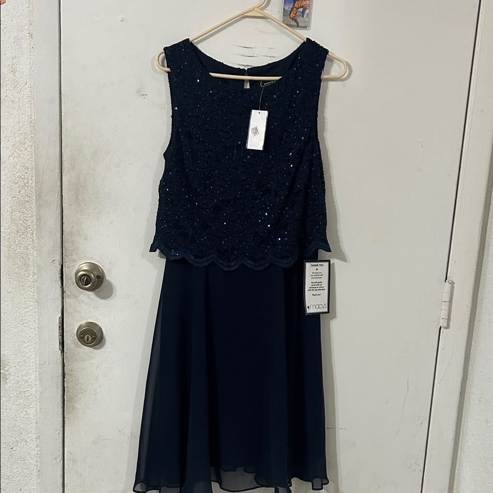 Connected Apparel Navy Sleeveless Midi Dress